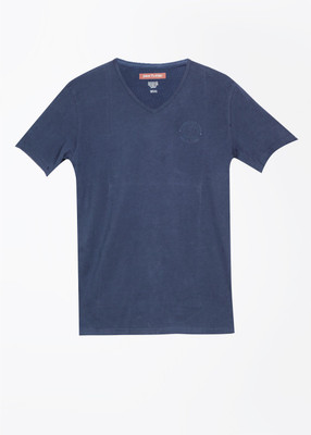 

John Players Solid Men's V-neck Blue T-Shirt, 1a2