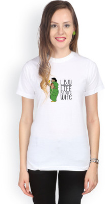 

Campus Sutra Printed Women's Round Neck White T-Shirt