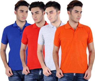 

Sanvi Traders Solid Men Polo Neck Multicolor T-Shirt(Pack of 4