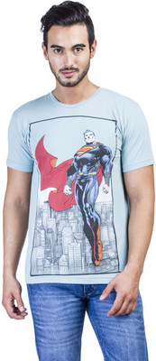 

Superman Printed Men's Round Neck Light Blue T-Shirt, Nile