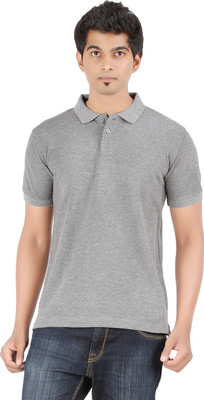 

Ap'pulse Solid Men's Polo Neck Grey T-Shirt, Andhra melange
