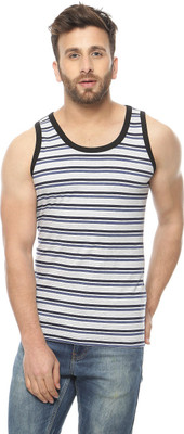 

Gritstones Striped, Printed Men's Round Neck Black T-Shirt