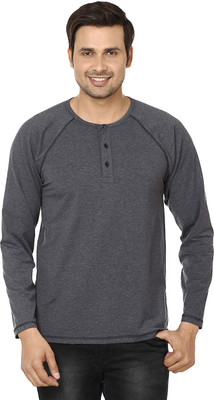 EPG Solid Men Henley Grey T-Shirt