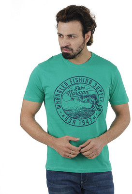 

Wrangler Printed Men' Round Neck Green T-Shirt