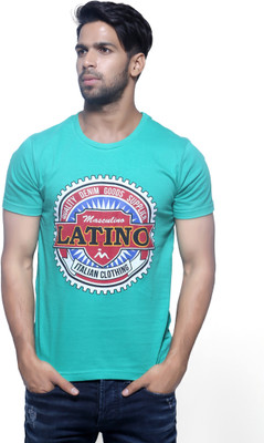 

Masculino Latino Printed Men' Round Neck Reversible Green T-Shirt