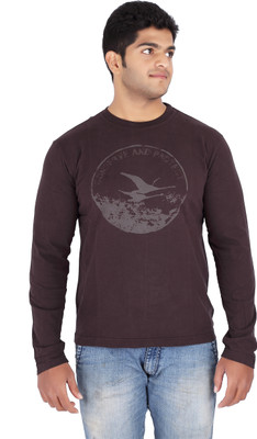 

FX Jeans Co Graphic Print Men's Round Neck Brown T-Shirt