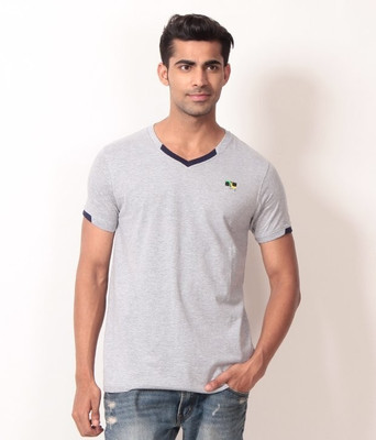 

Londoner Solid Men's V-neck Grey T-Shirt