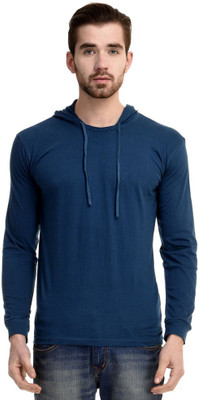 

Mi Moda Solid Men's Hooded Light Blue T-Shirt, Peacock blue