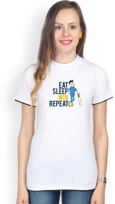 Campus Sutra Solid Women's Round Neck White T-Shirt