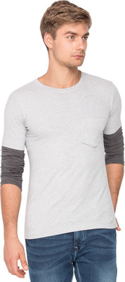 

Campus Sutra Solid Men Round Neck Grey T-Shirt