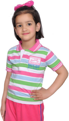 Shaun Girls Striped T Shirt(Pink)