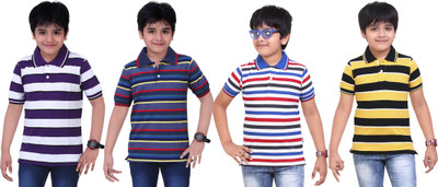 

Dongli Boys Striped T Shirt(Multicolor, Pack of 4)
