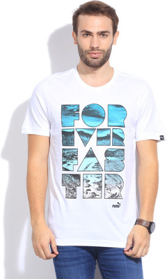 

Puma Printed Men's Round Neck White T-Shirt