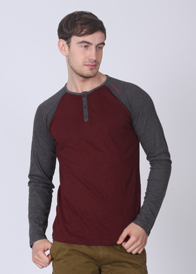 

Breakbounce Solid Men's Henley Grey, Maroon T-Shirt, Burnt red