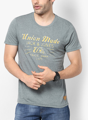 

Jack & Jones Graphic Print Men's Round Neck Grey T-Shirt, Stormy sea