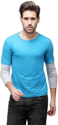 

Campus Sutra Solid Men Round Neck Blue T-Shirt, Light blue