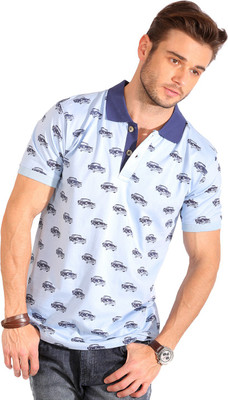 

Smugglerz Inc. Printed Men's Polo Neck Light Blue T-Shirt, Sky blue