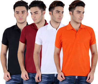 

Sanvi Traders Solid Men Polo Neck Multicolor T-Shirt(Pack of 4