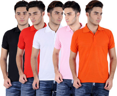 

Sanvi Traders Solid Men Polo Neck Multicolor T-Shirt(Pack of 5