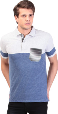 

TAG-7 Solid Men Polo Neck Blue T-Shirt