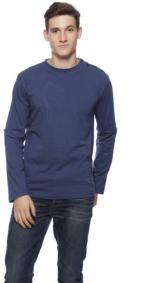 

Gritstones Solid Men's Round Neck Blue T-Shirt