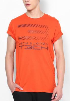 

Jack & Jones Graphic Print Men's Round Neck Orange T-Shirt, Fiesta