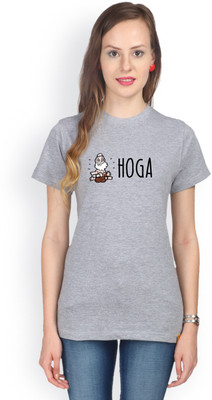

Campus Sutra Printed Women's Round Neck Grey T-Shirt