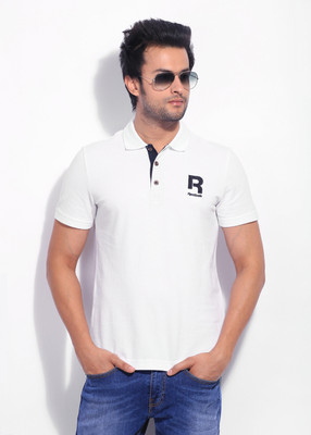 

REEBOK Solid Men's Polo Neck White T-Shirt, Wht