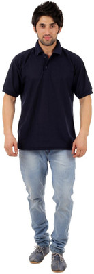 

Rockhard Solid Men' Polo Neck Dark Blue T-Shirt