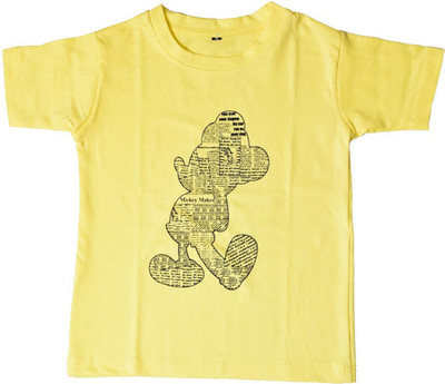 BRITISH TERMINAL Boys Printed Slim T Shirt(Yellow, Pack of 1)