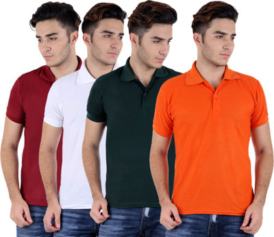 

Sanvi Traders Solid Men Polo Neck Multicolor T-Shirt(Pack of 4