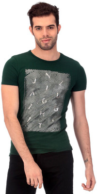 

Saiints Printed Men's Round Neck Green T-Shirt