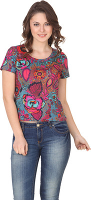 

Flur Printed Women's Round Neck Multicolor T-Shirt, Multi-color