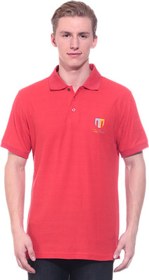 Ted Smith Solid Men's Polo Neck Orange T-Shirt