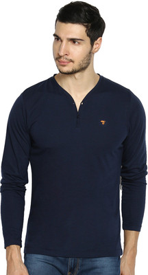

The Indian Garage Co. Solid Men's Henley Dark Blue T-Shirt, Navy