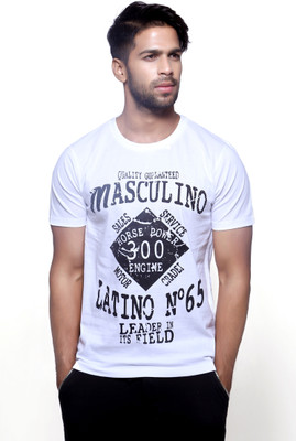

Masculino Latino Printed Men' Round Neck Reversible White T-Shirt