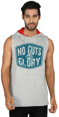 

SayItLoud Graphic Print Men's Hooded Grey T-Shirt