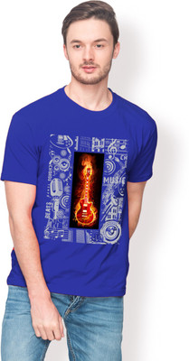 

Nikolas Graphic Print Men's Round Neck Blue T-Shirt