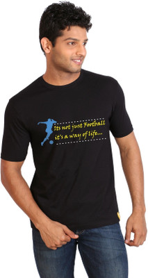 

Campus Sutra Printed Men Round Neck Black T-Shirt