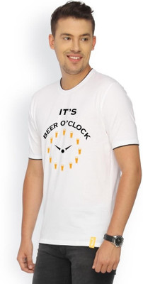 

Campus Sutra Printed Men Round Neck White T-Shirt