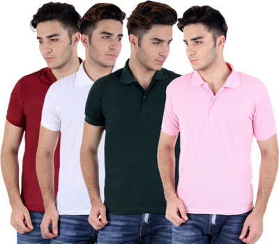 

Sanvi Traders Solid Men Polo Neck Multicolor T-Shirt(Pack of 4
