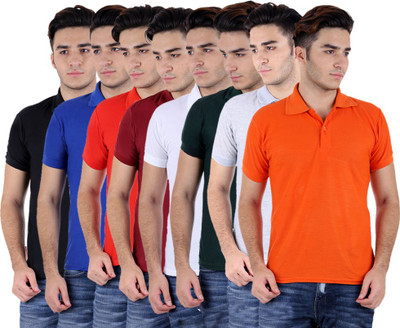 

Sanvi Traders Solid Men Polo Neck Multicolor T-Shirt(Pack of 8