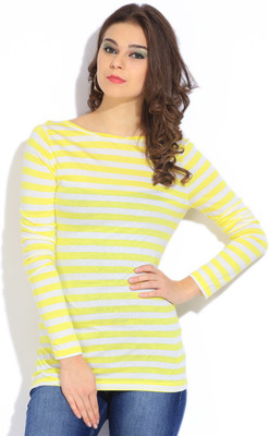 

GAS Striped Women's Round Neck Yellow, White T-Shirt, 609
