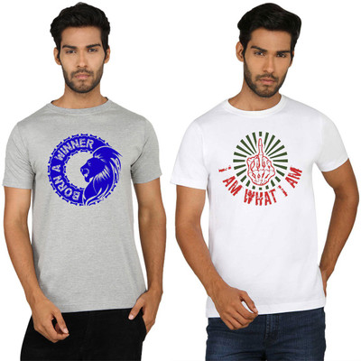 

SayItLoud Printed Men' Round Neck Multicolor T-Shirt(Pack of 2