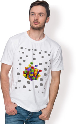 

Nikolas Graphic Print Men's Round Neck White T-Shirt