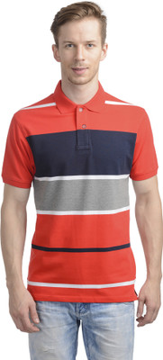 

WRIG Striped Men's Polo Neck Red T-Shirt