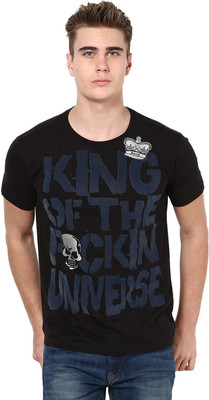

PUNK Printed Men's Round Neck Black T-Shirt