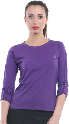 

Ultra Fit Solid Women's Round Neck Purple T-Shirt