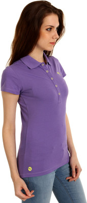 

Puma Solid Women' Polo Neck Purple T-Shirt, Dahlia purple