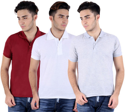 

Sanvi Traders Solid Men Polo Neck Multicolor T-Shirt(Pack of 3